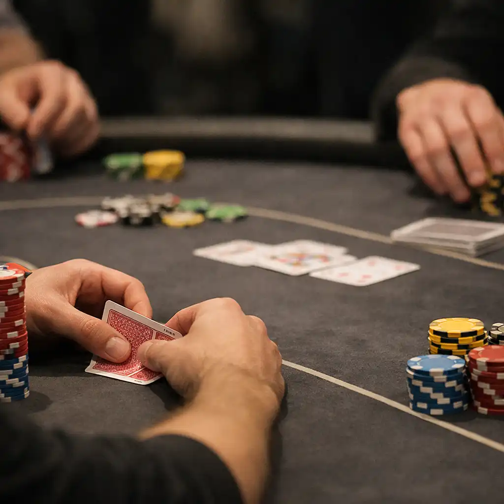 Detail pokerového stolu během turnaje